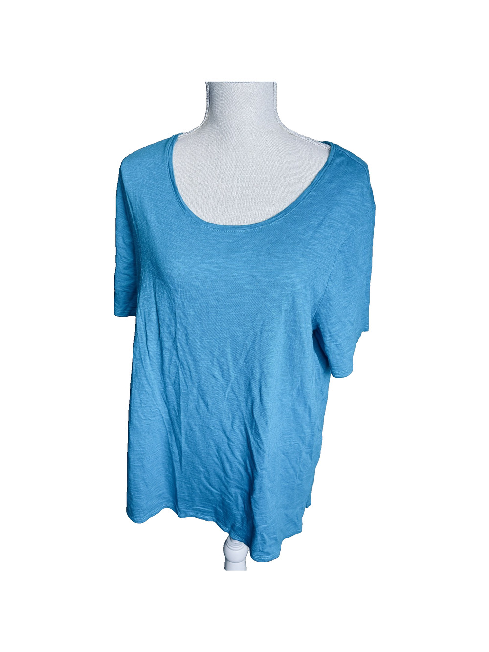 Chico's 3/XL Shirt Top Ultimate Tee Turquoise Blue soft knit Short Sleeve